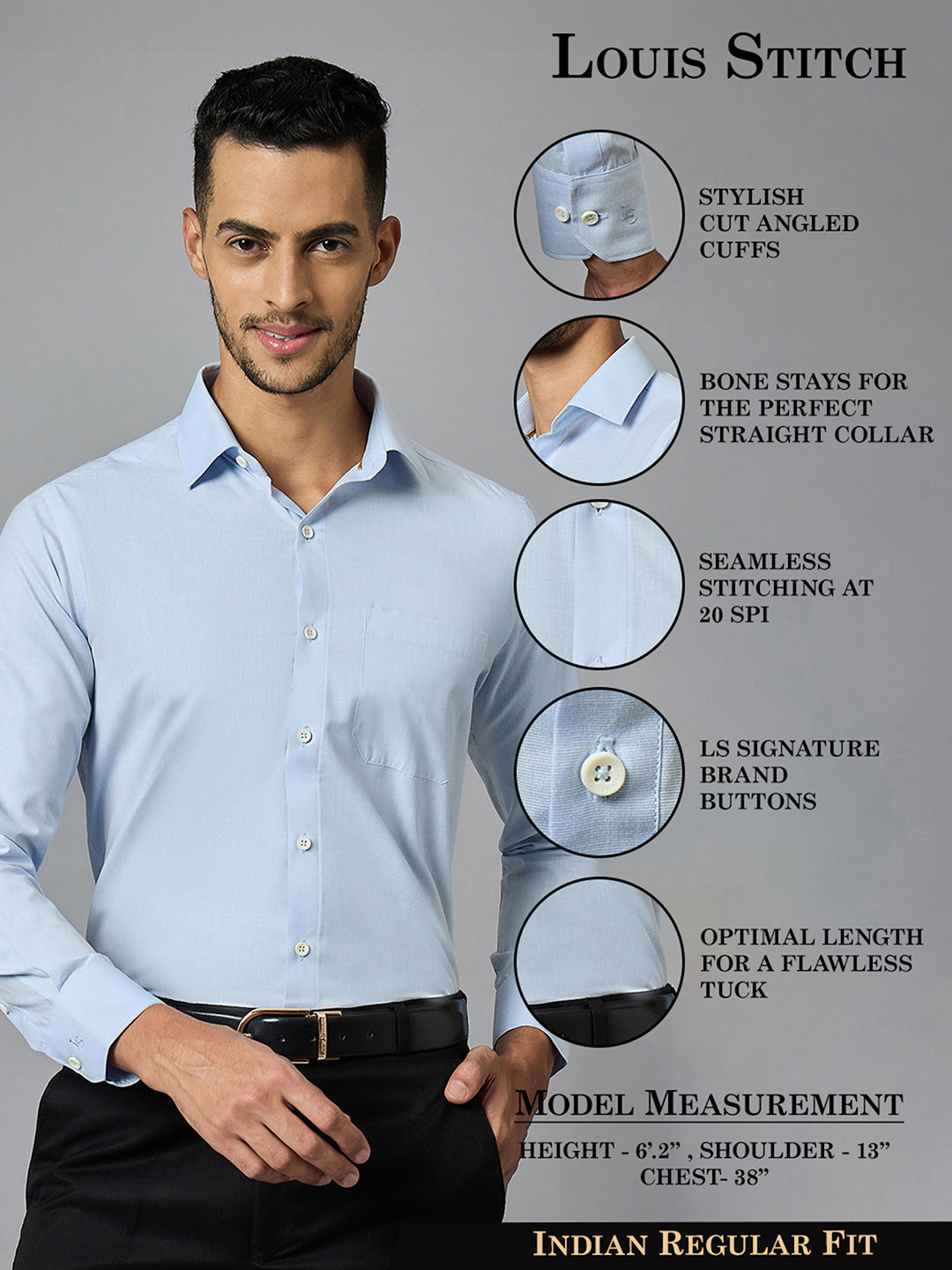 Men's Blue Full Sleeves Regular Fit Formal Shirt