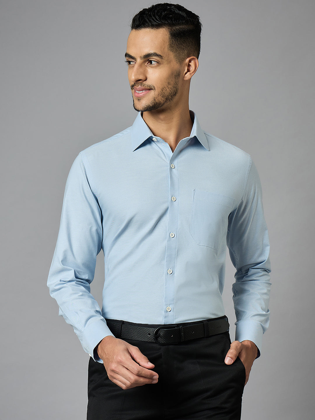 Men's Oxford Blue Full Sleeves Regular Fit Formal Shirt