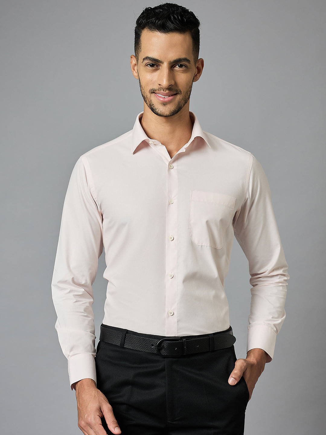 Men's Solid Pink Full Sleeves Regular Fit Formal Shirt