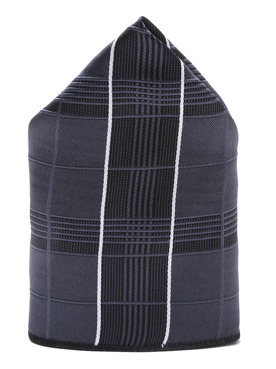 Dark Grey Checkered Italian Silk Necktie Set Pocket Square Golden Tiepin