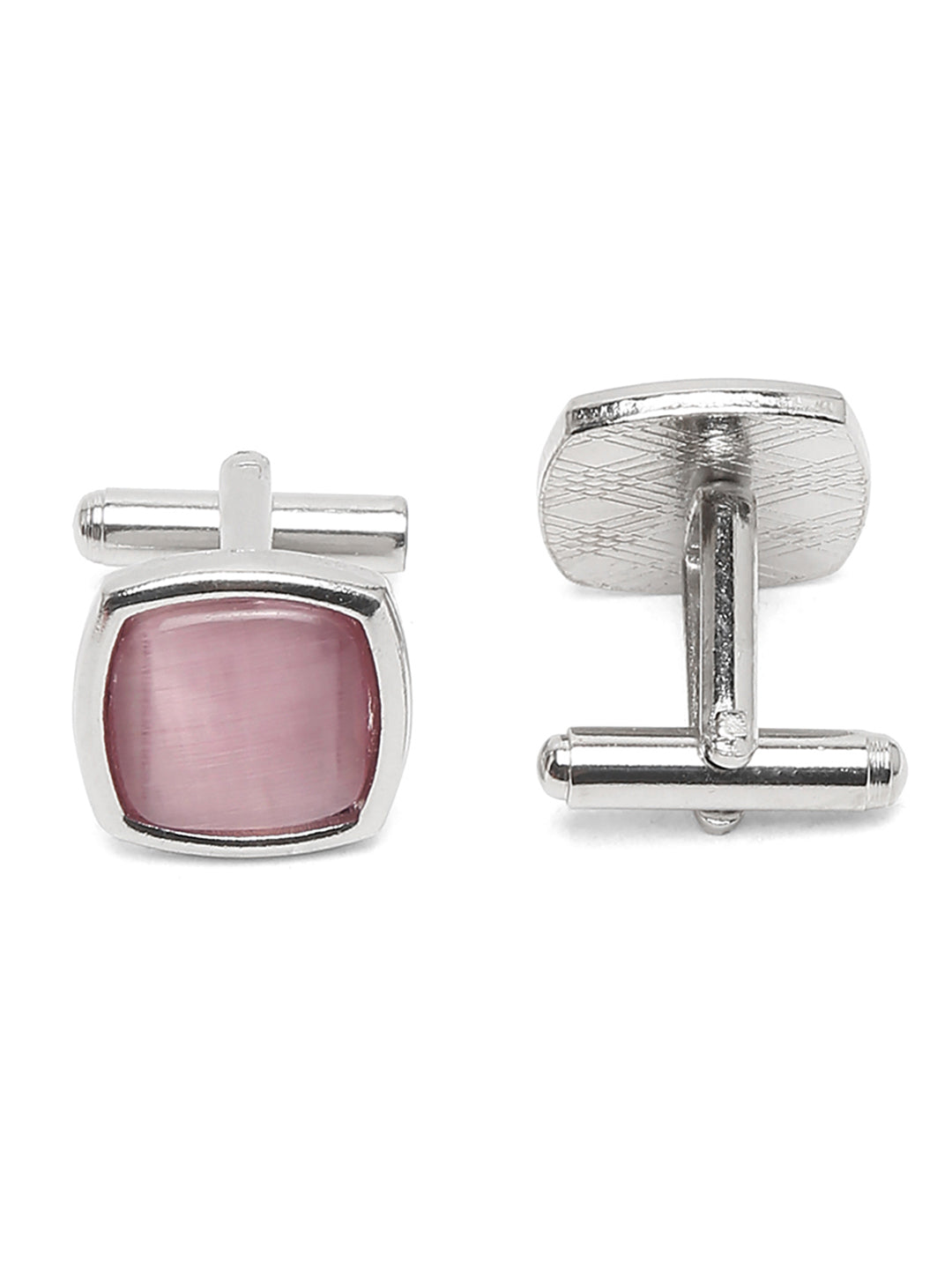 Pink Luxury Italian Silk Necktie Set Pocket Square Chrome Tiepin Cufflinks and Brooch