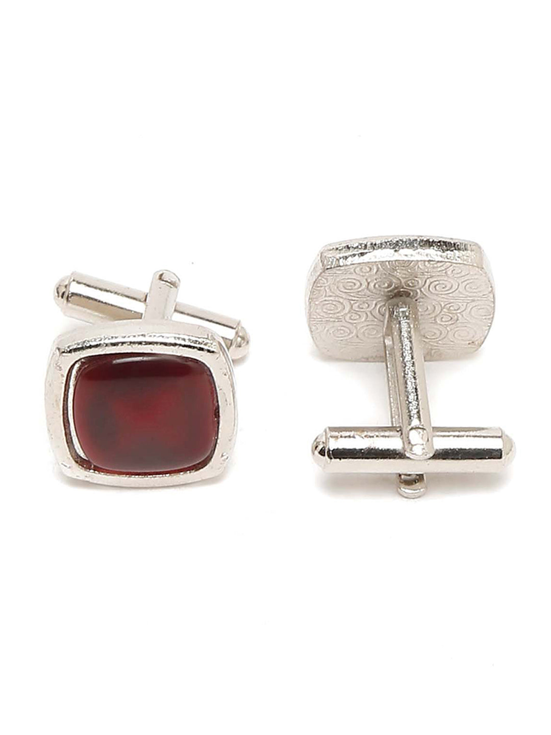 Burgundy Luxury Italian Silk Necktie Set Pocket Square Chrome Tiepin Cufflinks and Brooch