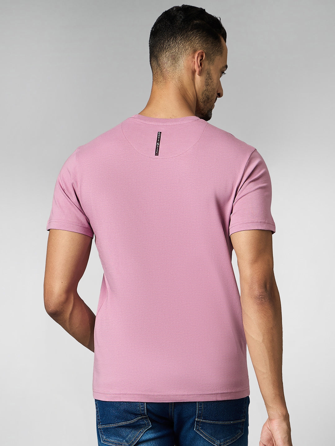 Men's Super Combed Cotton Mauve Pink Regular Fit Half Sleeve Round Neck T-Shirt