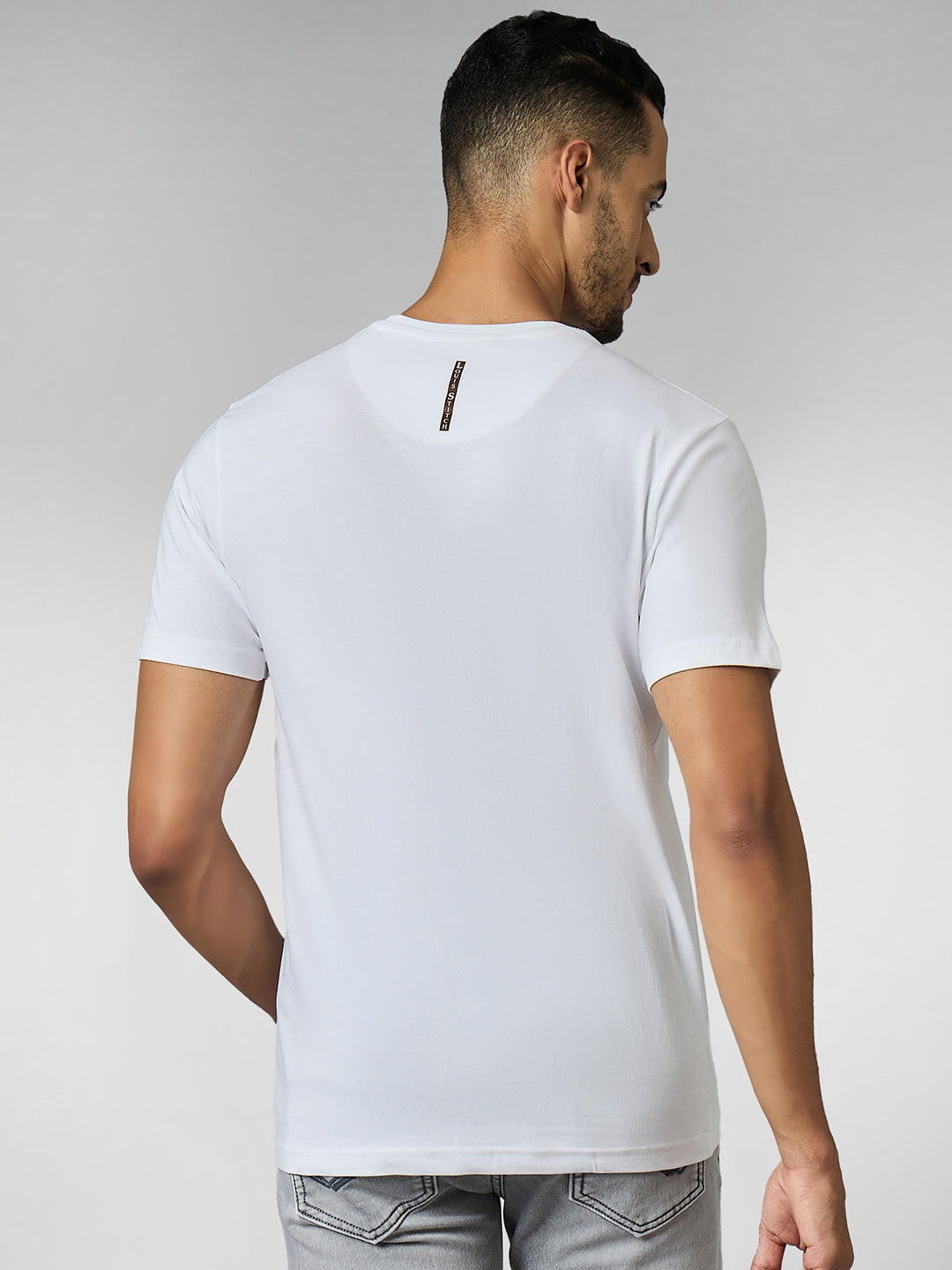 Men's Super Combed Cotton White Regular Fit Half Sleeve Round Neck T-Shirt