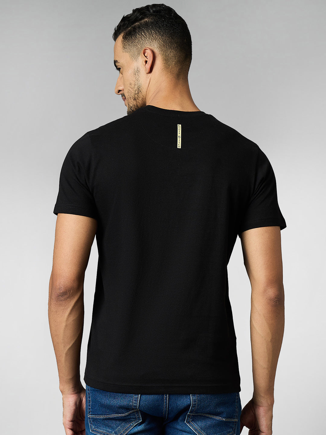 Men's Super Combed Cotton Black Regular Fit Half Sleeve Round Neck T-Shirt