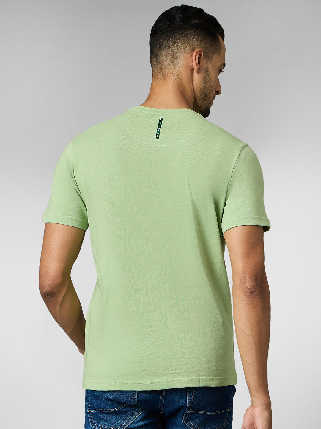 Men's Super Combed Cotton Pastel Green Regular Fit Half Sleeve Round Neck T-Shirt