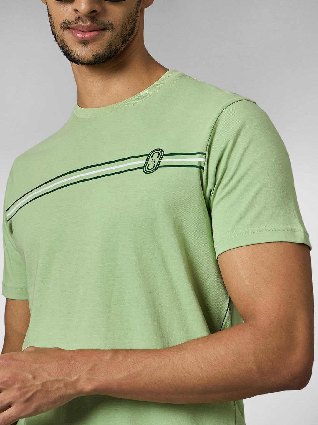 Men's Super Combed Cotton Pastel Green Regular Fit Half Sleeve Round Neck T-Shirt