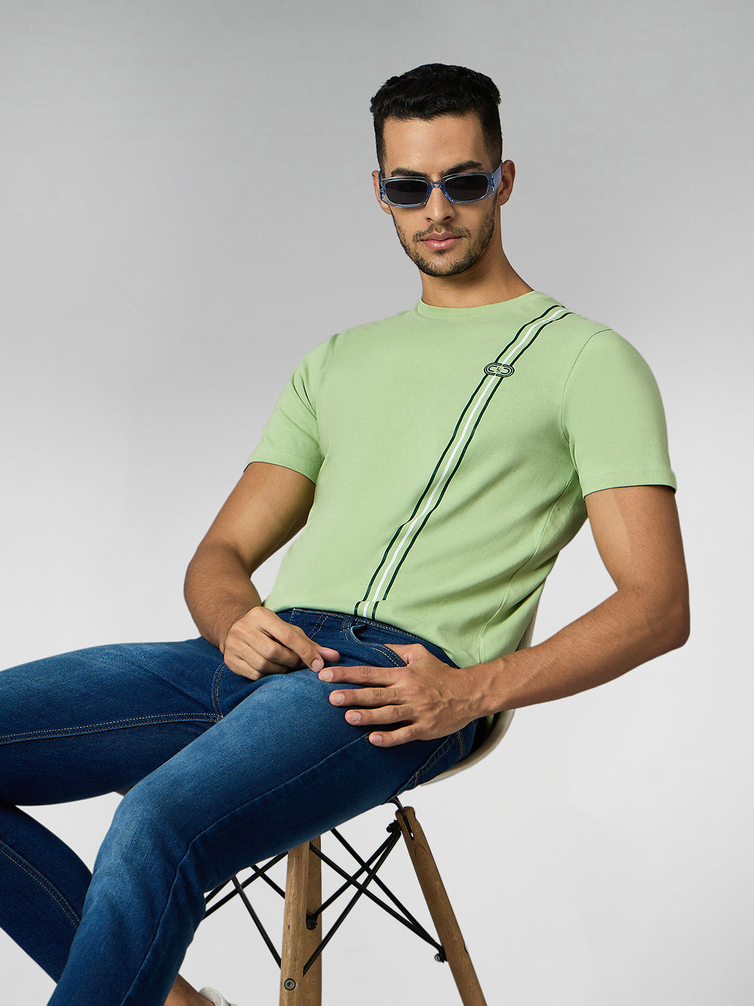 Men's Super Combed Cotton Pastel Green Regular Fit Half Sleeve Round Neck T-Shirt