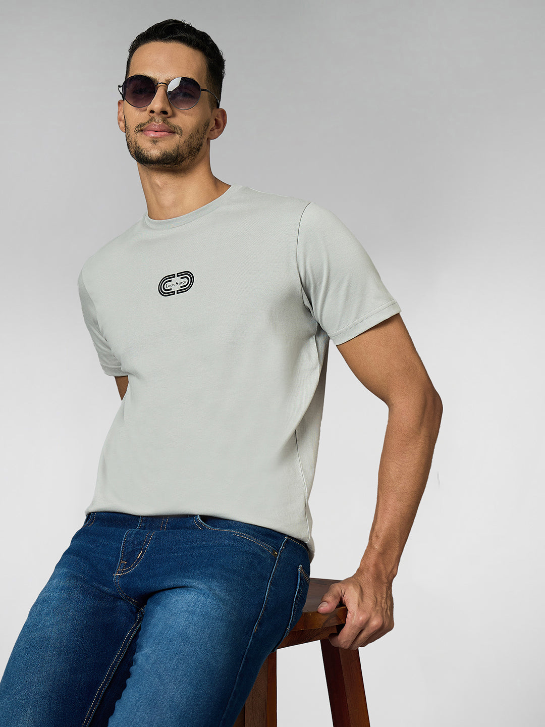 Men's Super Combed Cotton Grey Regular Fit Half Sleeve Round Neck T-Shirt