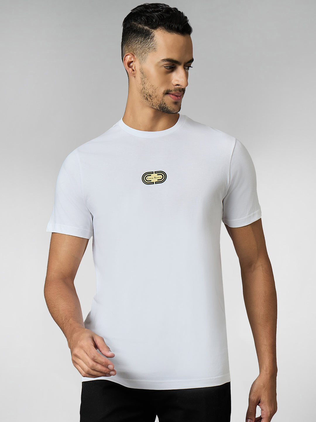 Men's Super Combed Cotton White Regular Fit Half Sleeve Round Neck T-Shirt