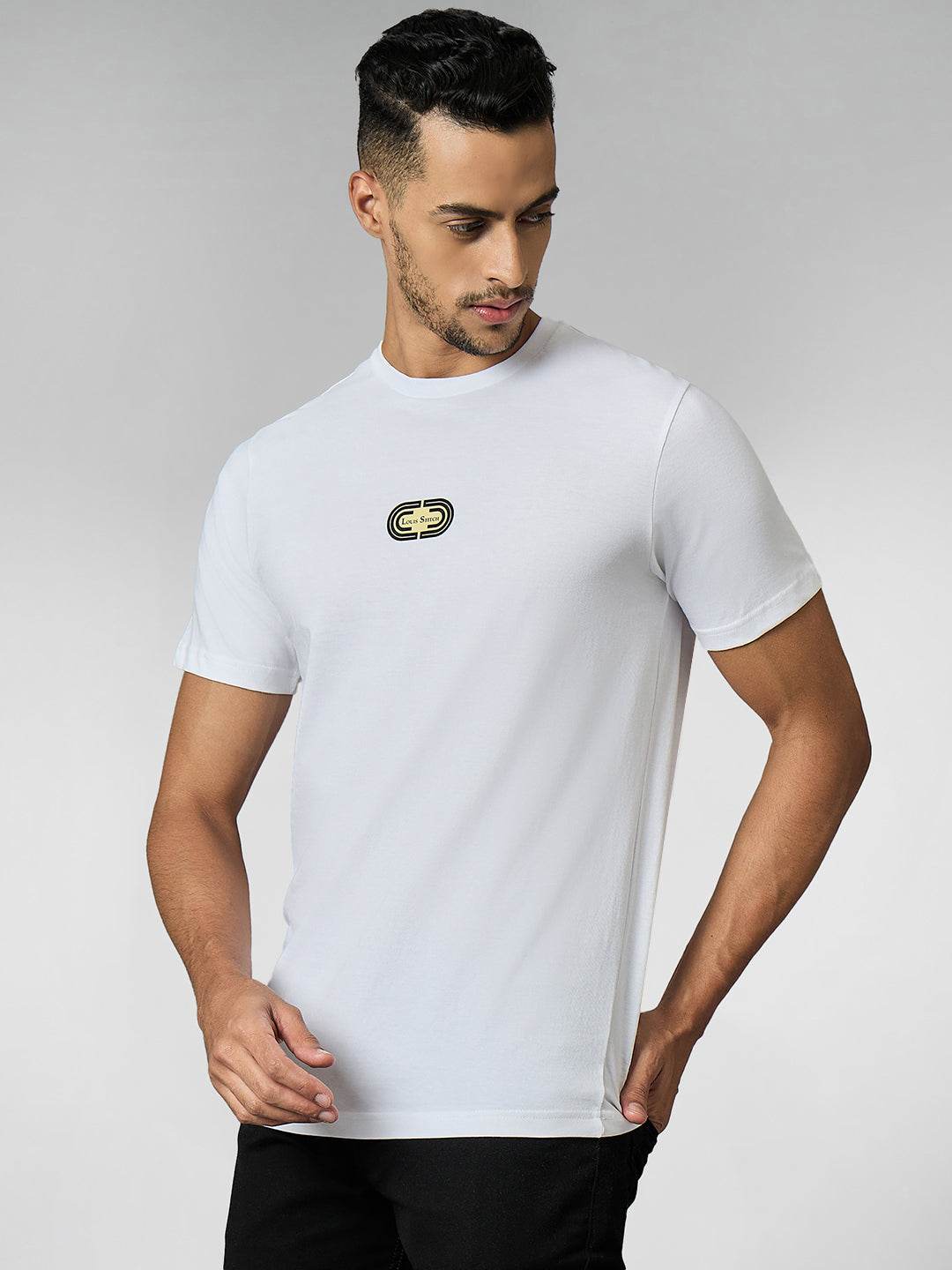 Men's Super Combed Cotton White Regular Fit Half Sleeve Round Neck T-Shirt