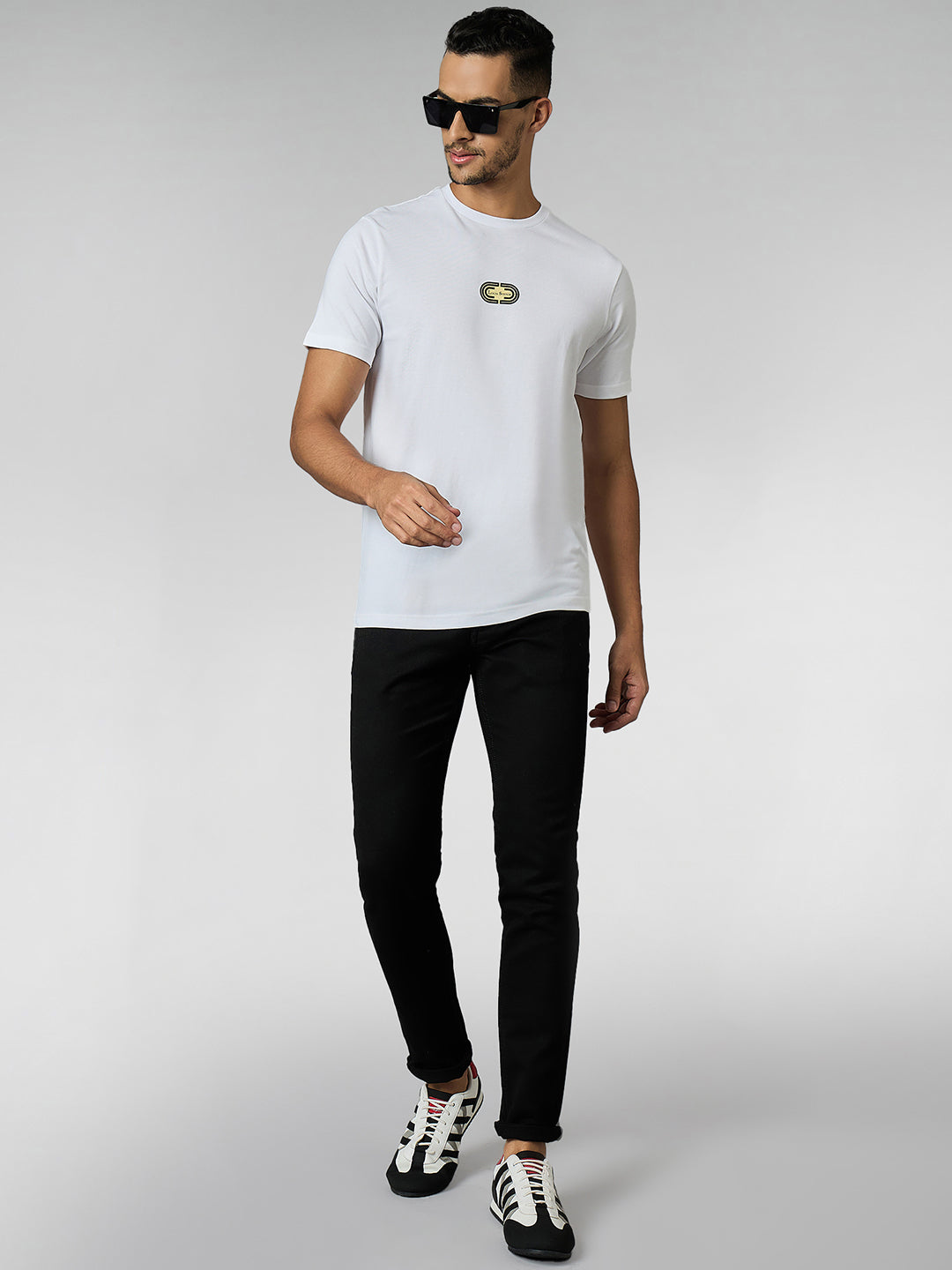 Men's Super Combed Cotton White Regular Fit Half Sleeve Round Neck T-Shirt