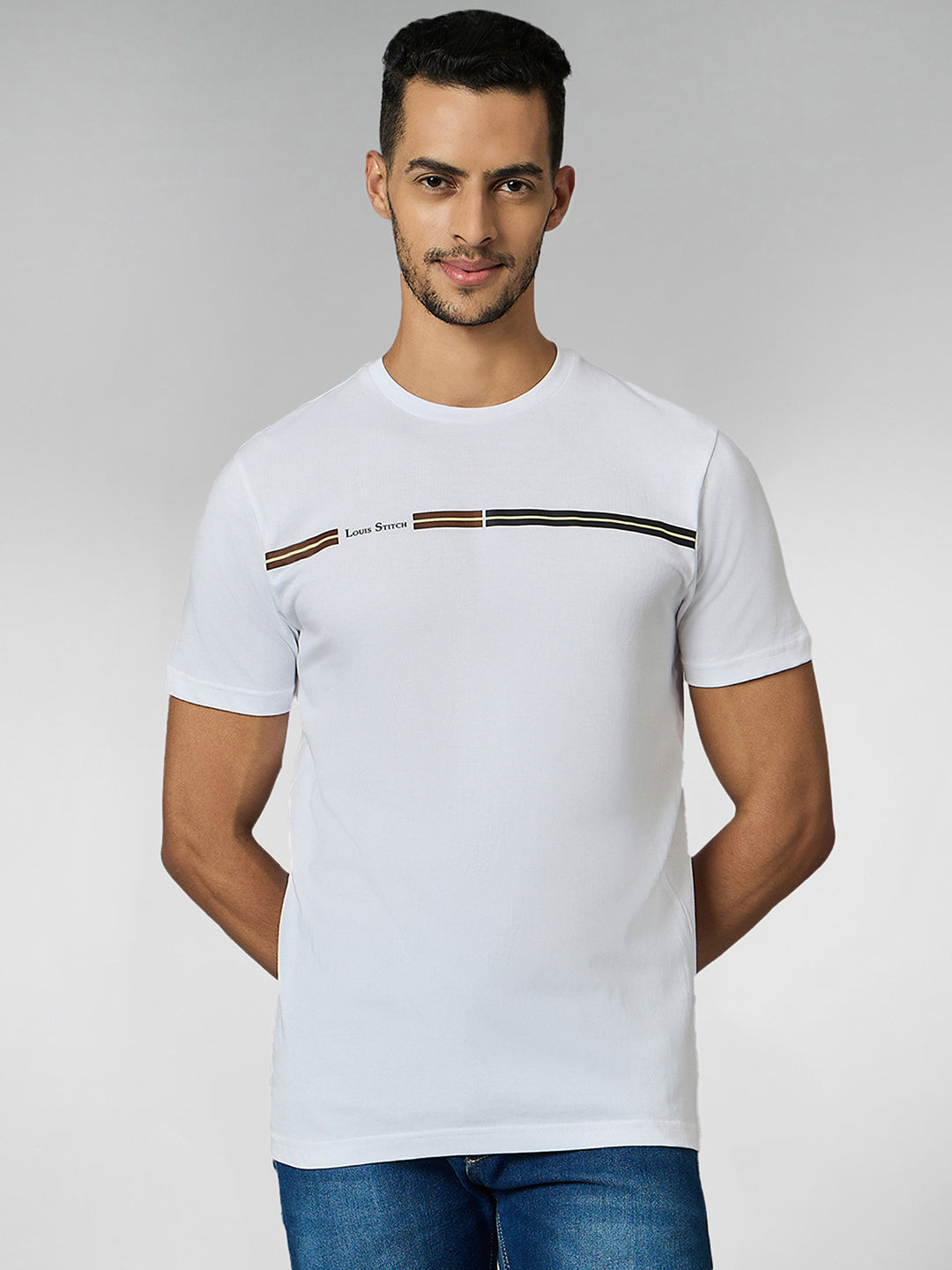 Men's Super Combed Cotton White Regular Fit Half Sleeve Round Neck T-Shirt