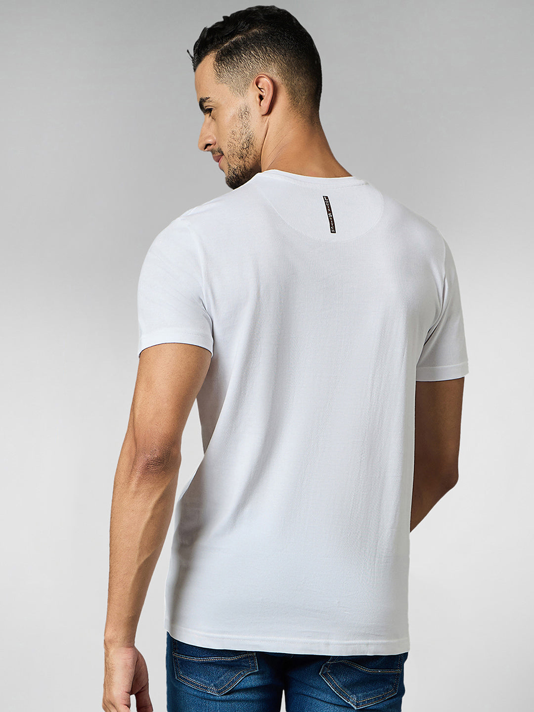 Men's Super Combed Cotton White Regular Fit Half Sleeve Round Neck T-Shirt