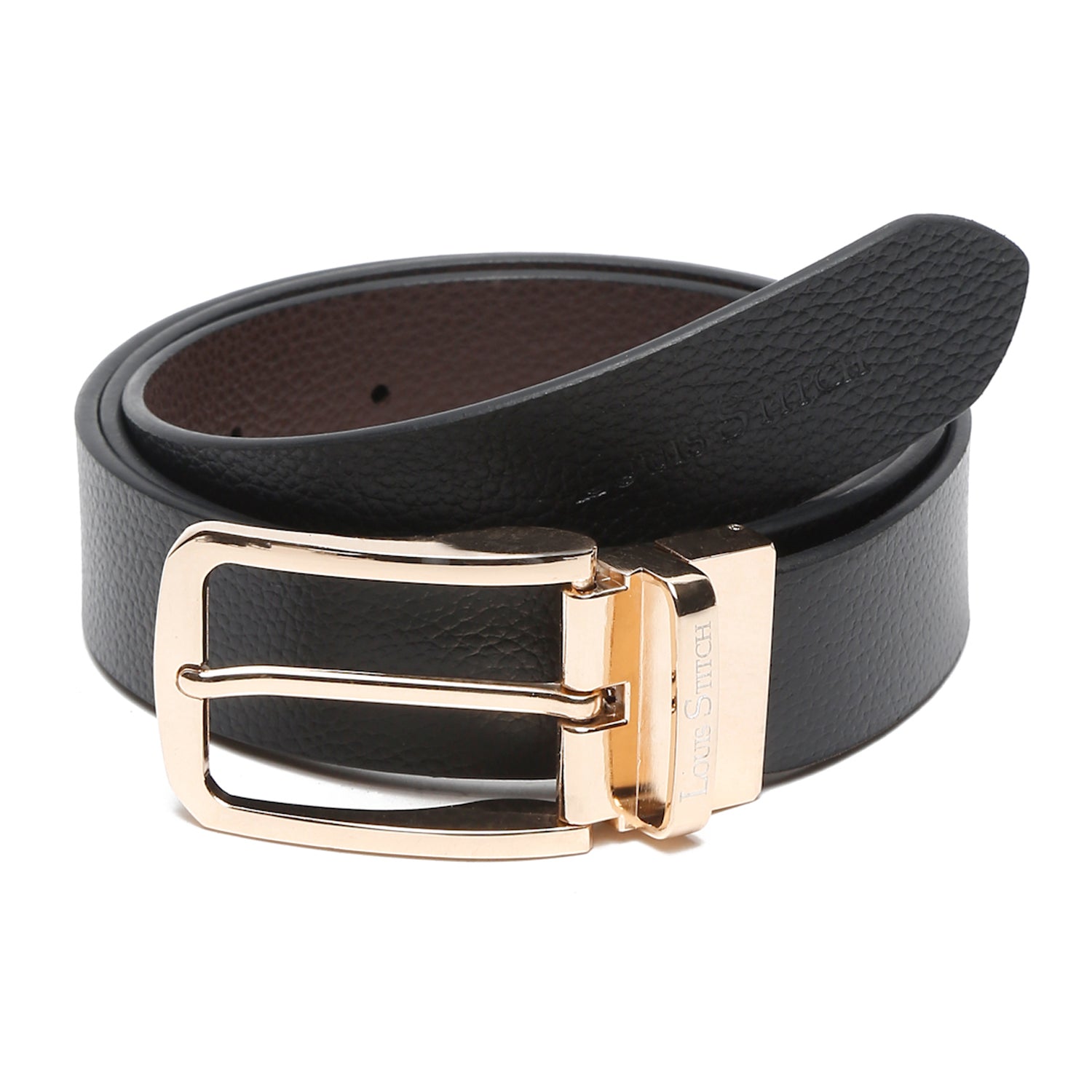 Men's Black & Brown Formal Italian Leather Reversible Belt For Men