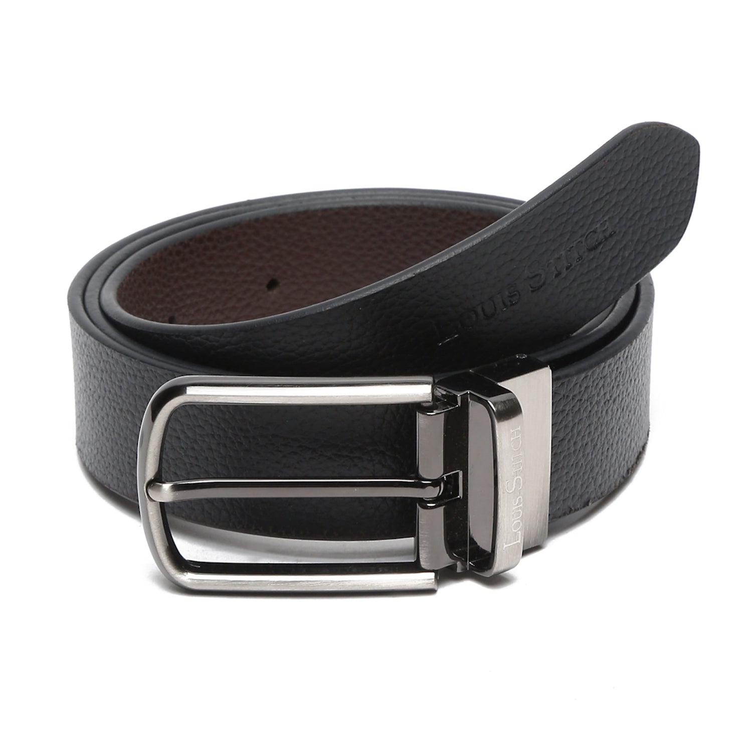 Men's Black & Brown Formal Italian Leather Reversible Belt For Men