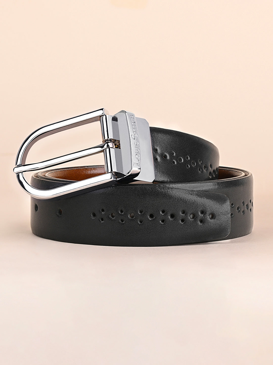 Handcrafted Spanish Leather Brogue Punch Reversible Belt For Men