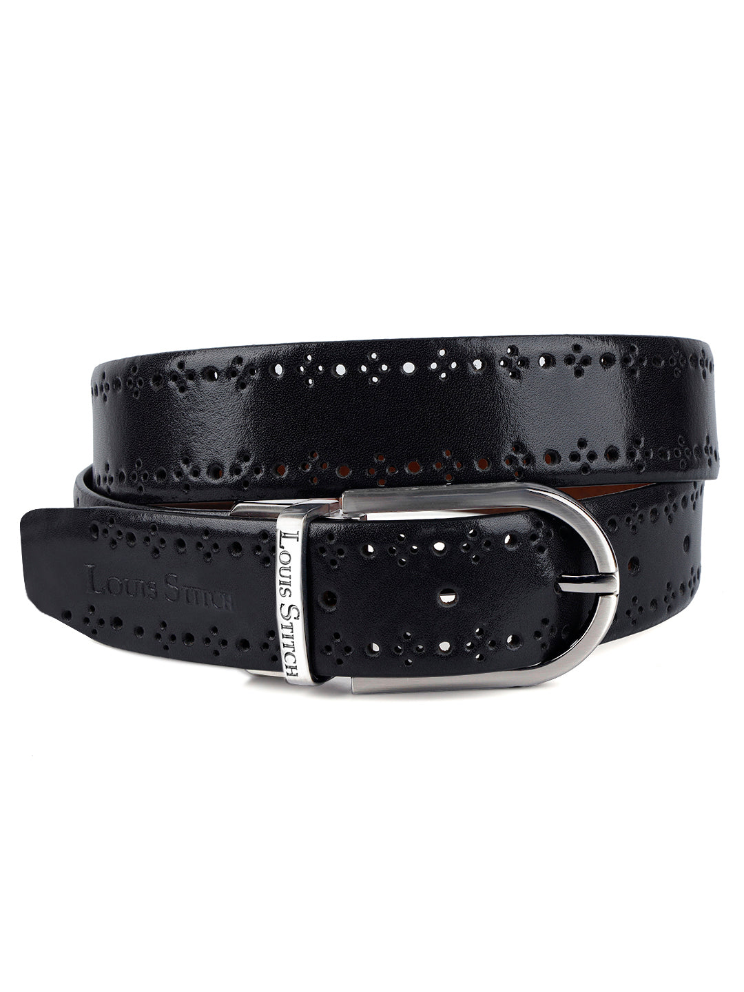 Handcrafted Spanish Leather Brogue Punch Reversible Belt For Men