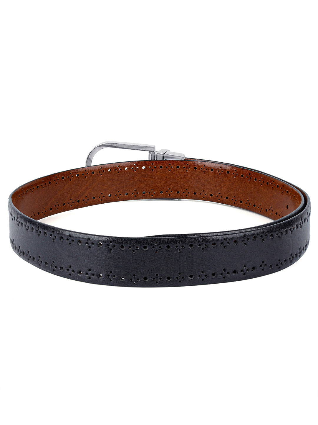 Handcrafted Spanish Leather Brogue Punch Reversible Belt For Men