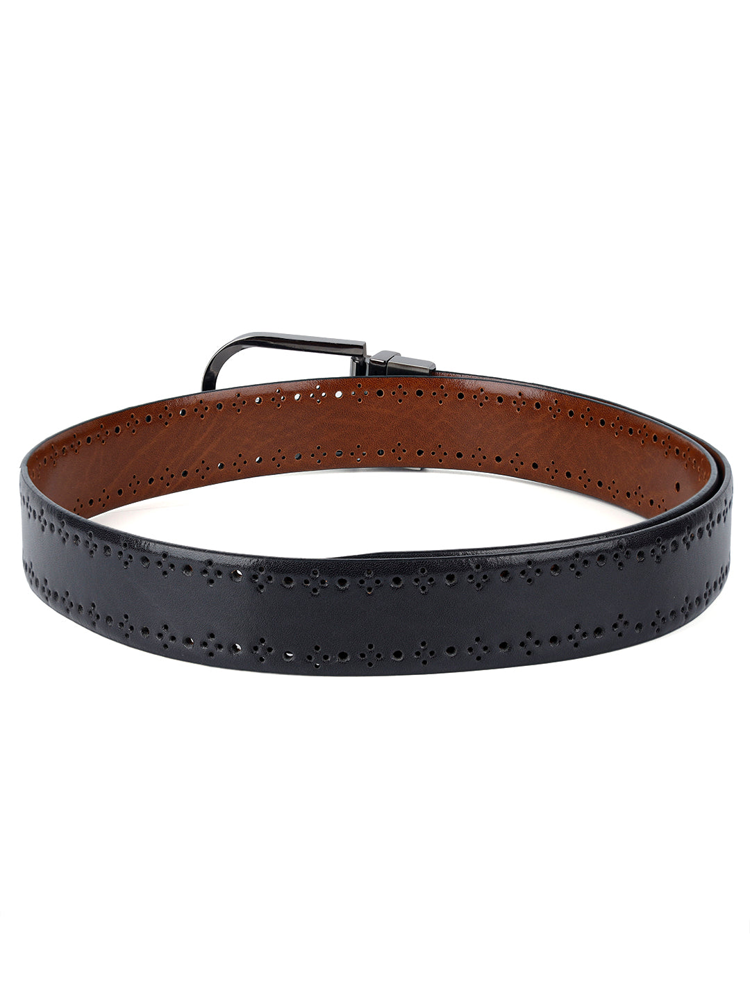 Handcrafted Spanish Leather Brogue Punch Reversible Belt For Men