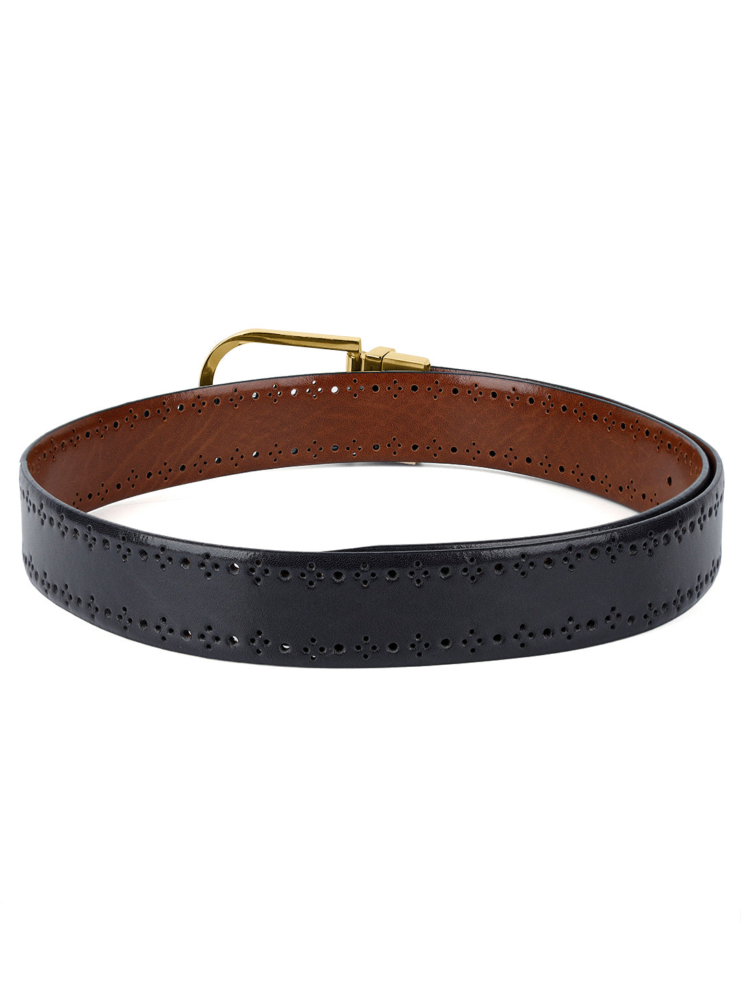 Handcrafted Spanish Leather Brogue Punch Reversible Belt For Men