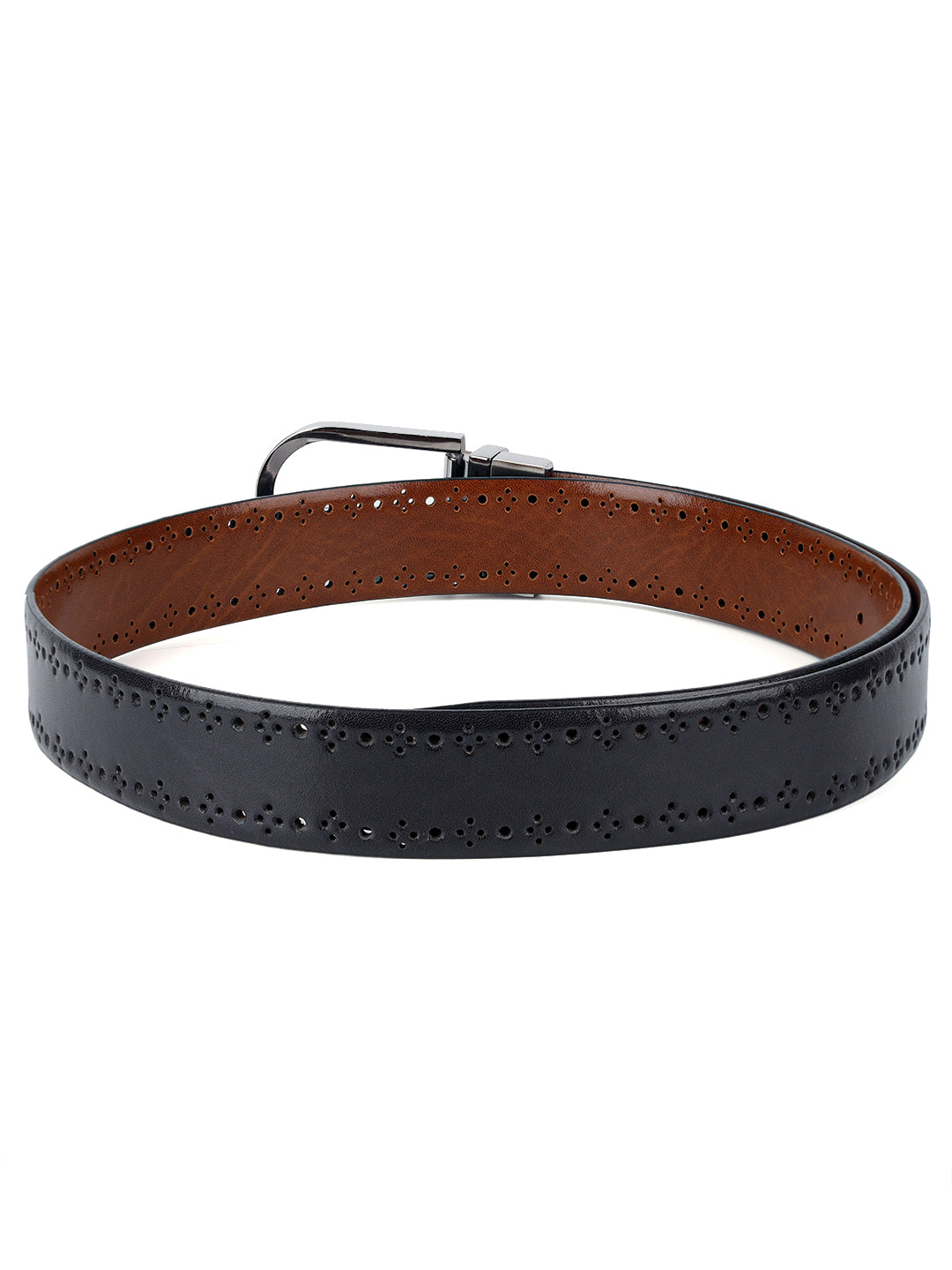 Handcrafted Spanish Leather Brogue Punch Reversible Belt For Men