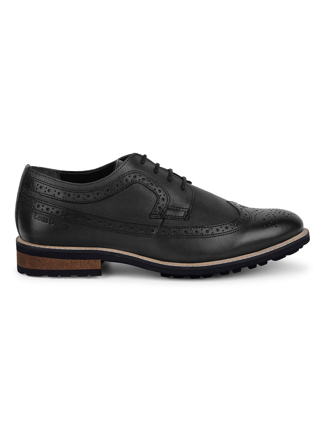 Jet Black Brogue Style Comfortable Laceups for Men