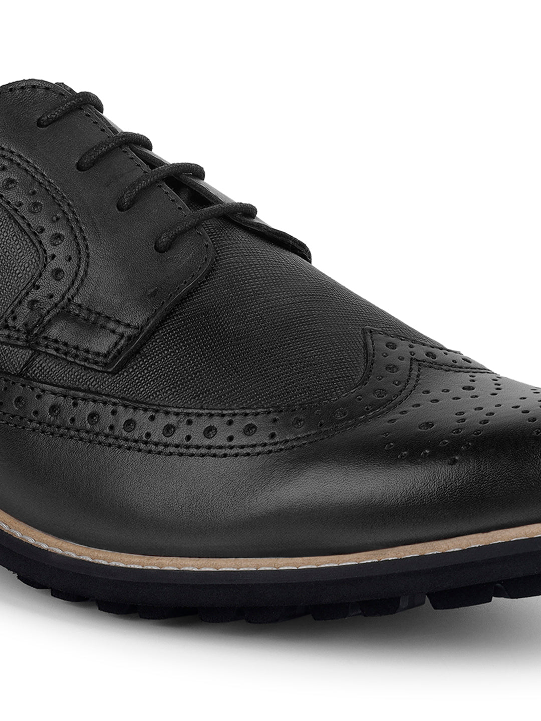 Jet Black Brogue Style Comfortable Laceups for Men