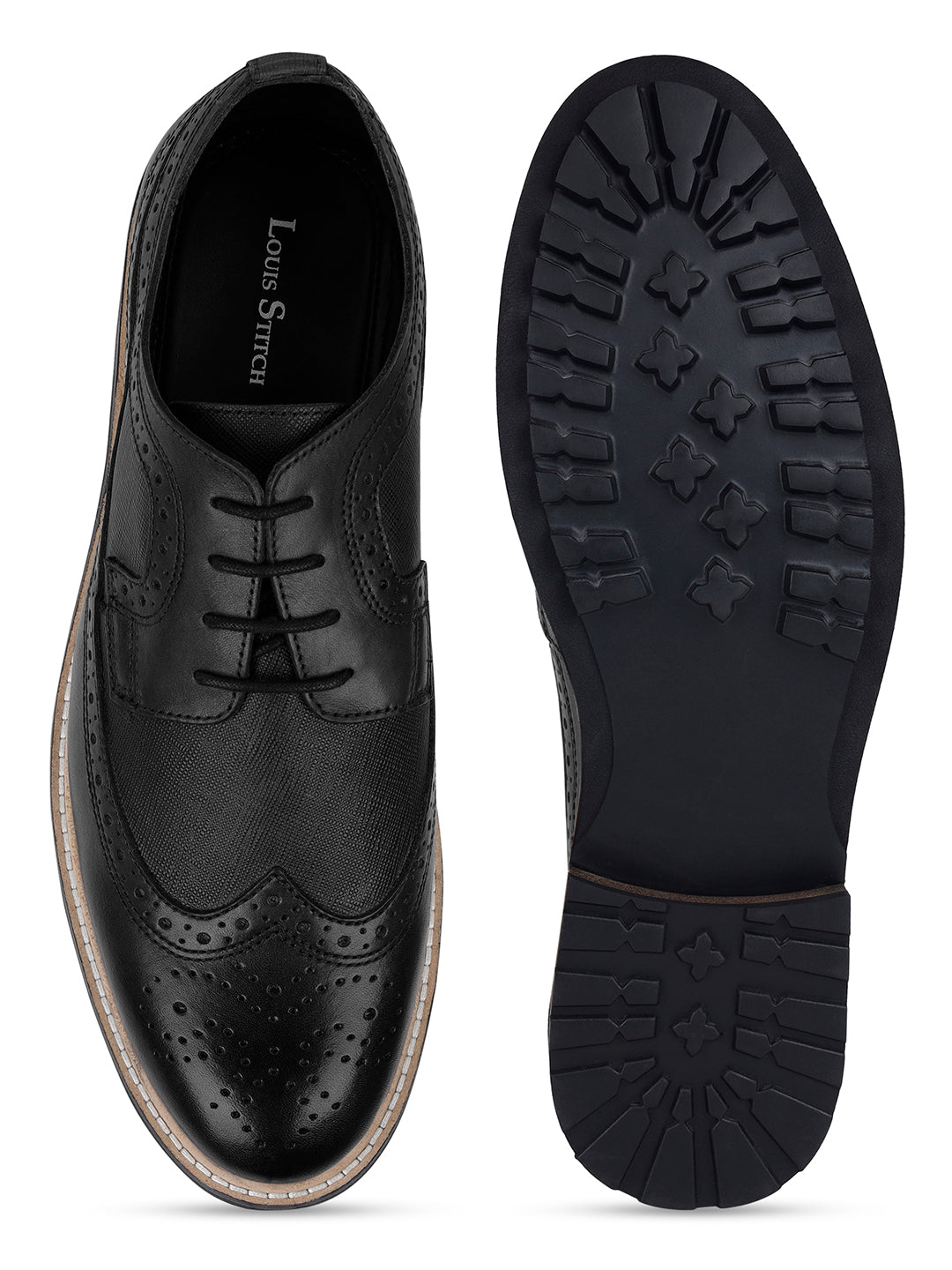 Jet Black Brogue Style Comfortable Laceups for Men