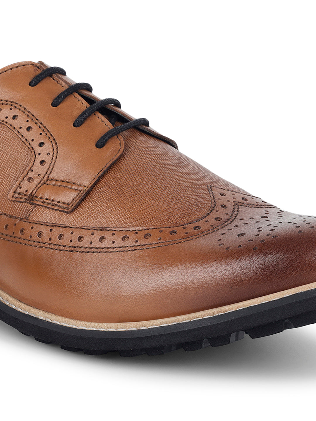 Tan Brogue Style Comfortable Laceups for Men