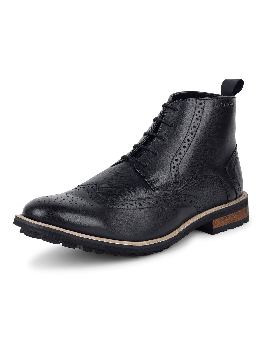 Jet Black Brogue Lace Up Chukka Boots