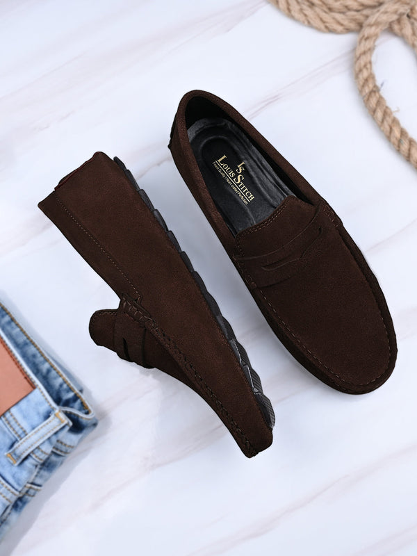 Handmade Italian Suede Leather Penny Loafers