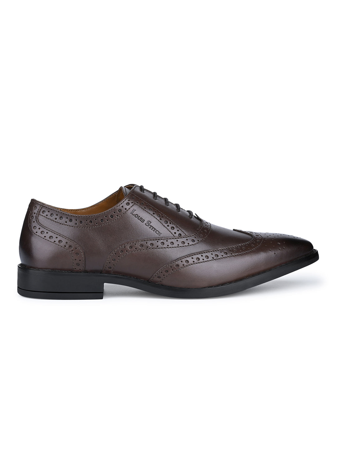 Italian Leather Wingtip Brogue Brunette Brown Shoes for Men