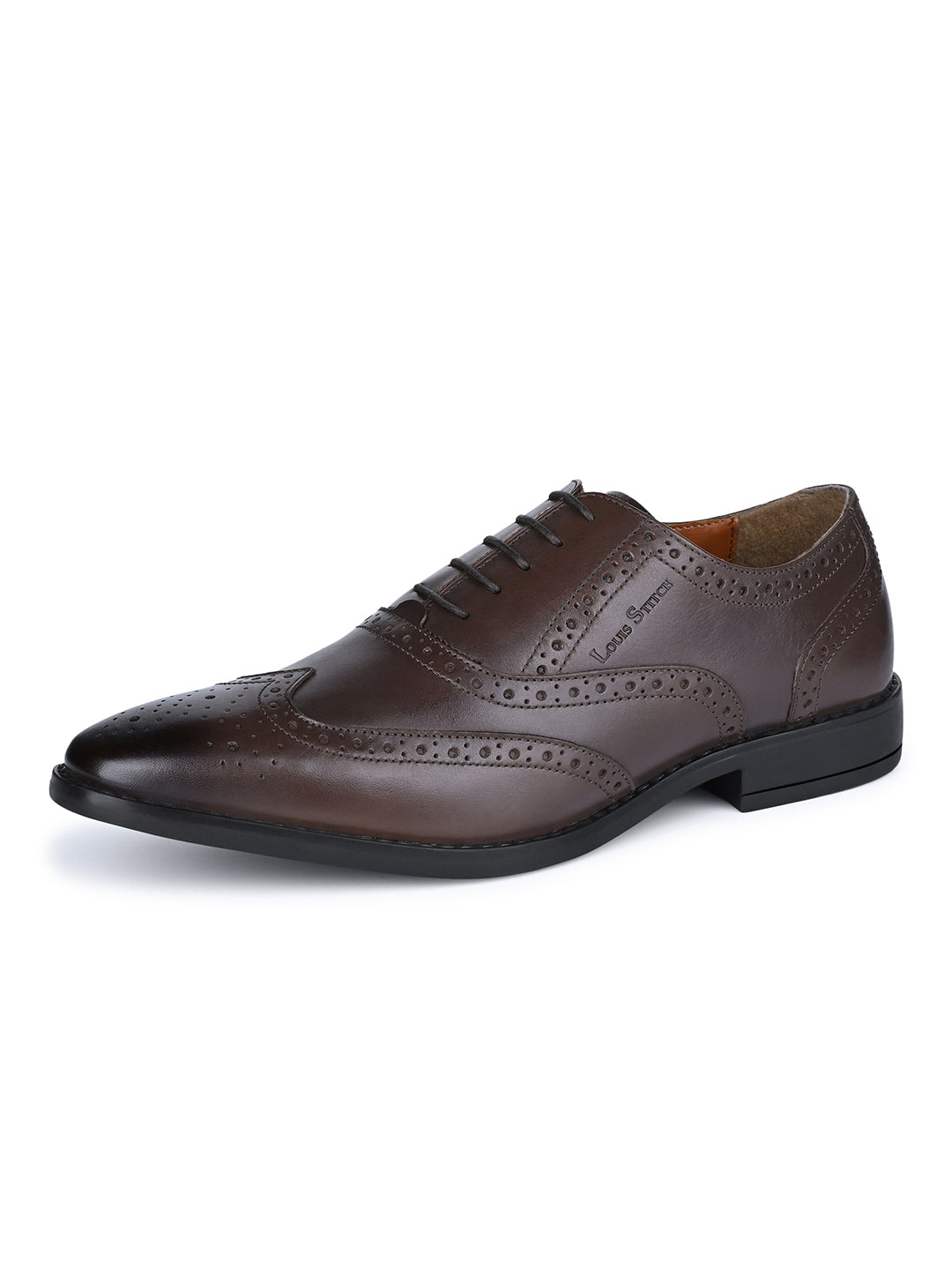 Italian Leather Wingtip Brogue Brunette Brown Shoes for Men