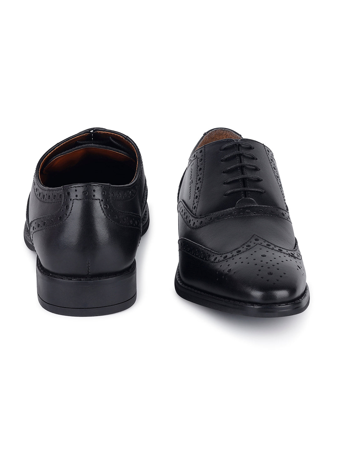 Italian Leather Wingtip Brogue Jet Black Shoes for Men