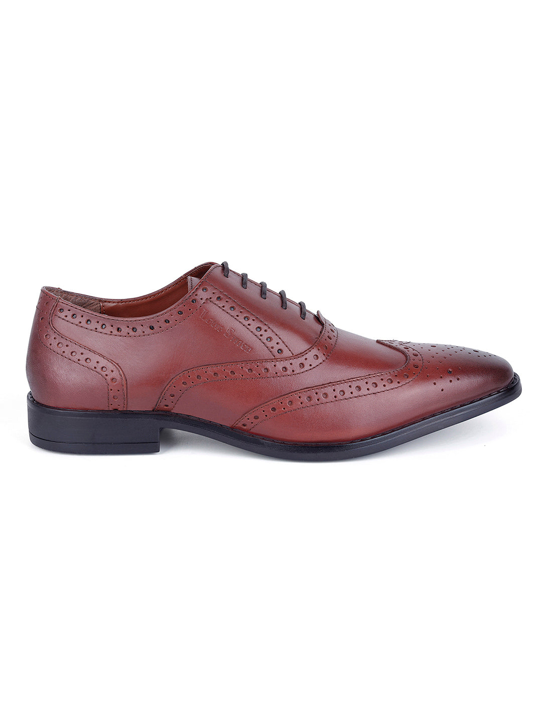 Italian Leather Wingtip Brogue Rosewood Shoes for Men