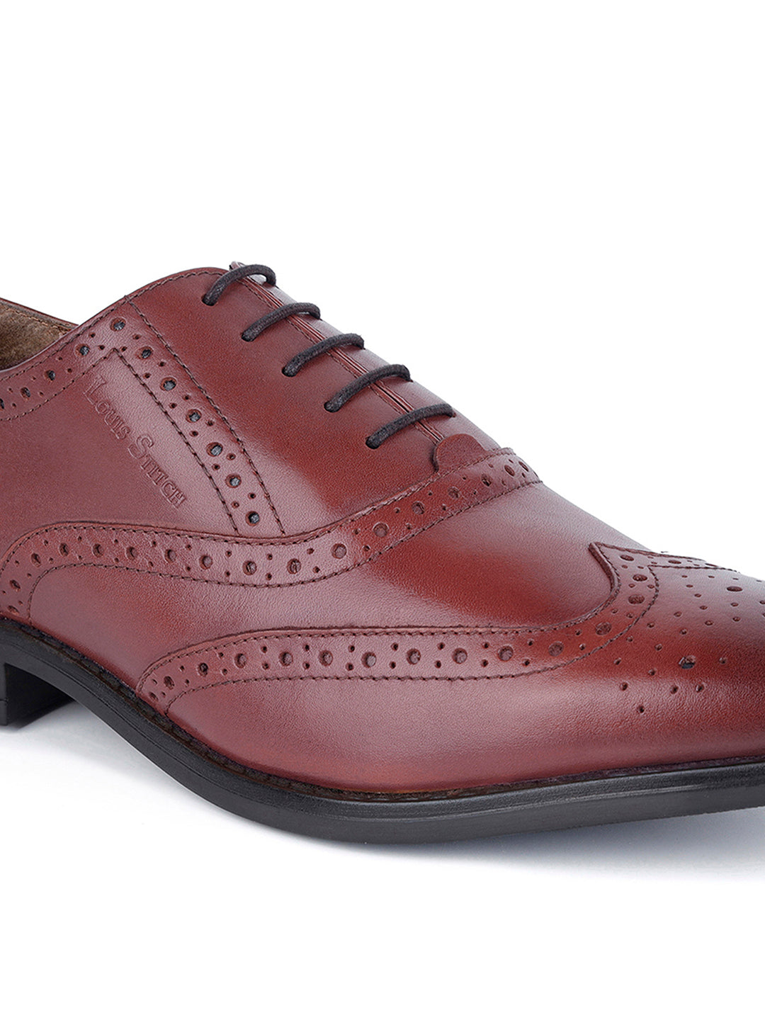 Italian Leather Wingtip Brogue Rosewood Shoes for Men