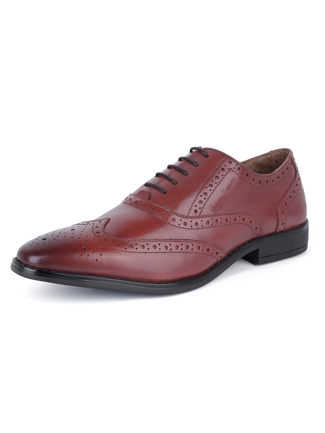 Italian Leather Wingtip Brogue Rosewood Shoes for Men