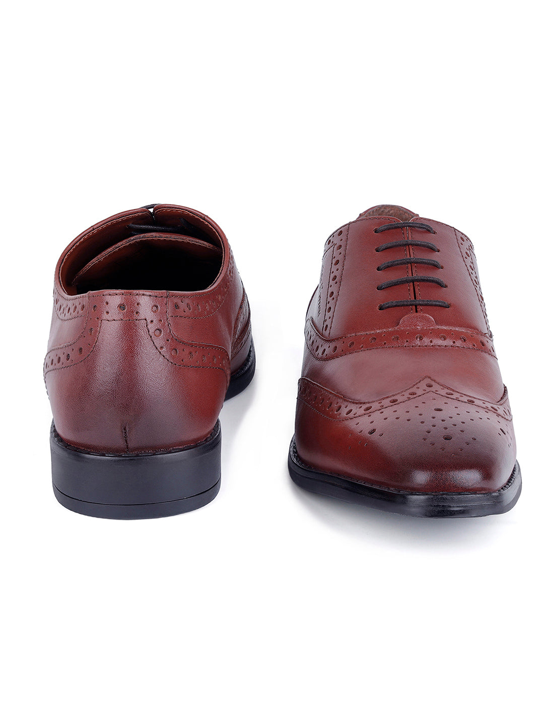 Italian Leather Wingtip Brogue Rosewood Shoes for Men