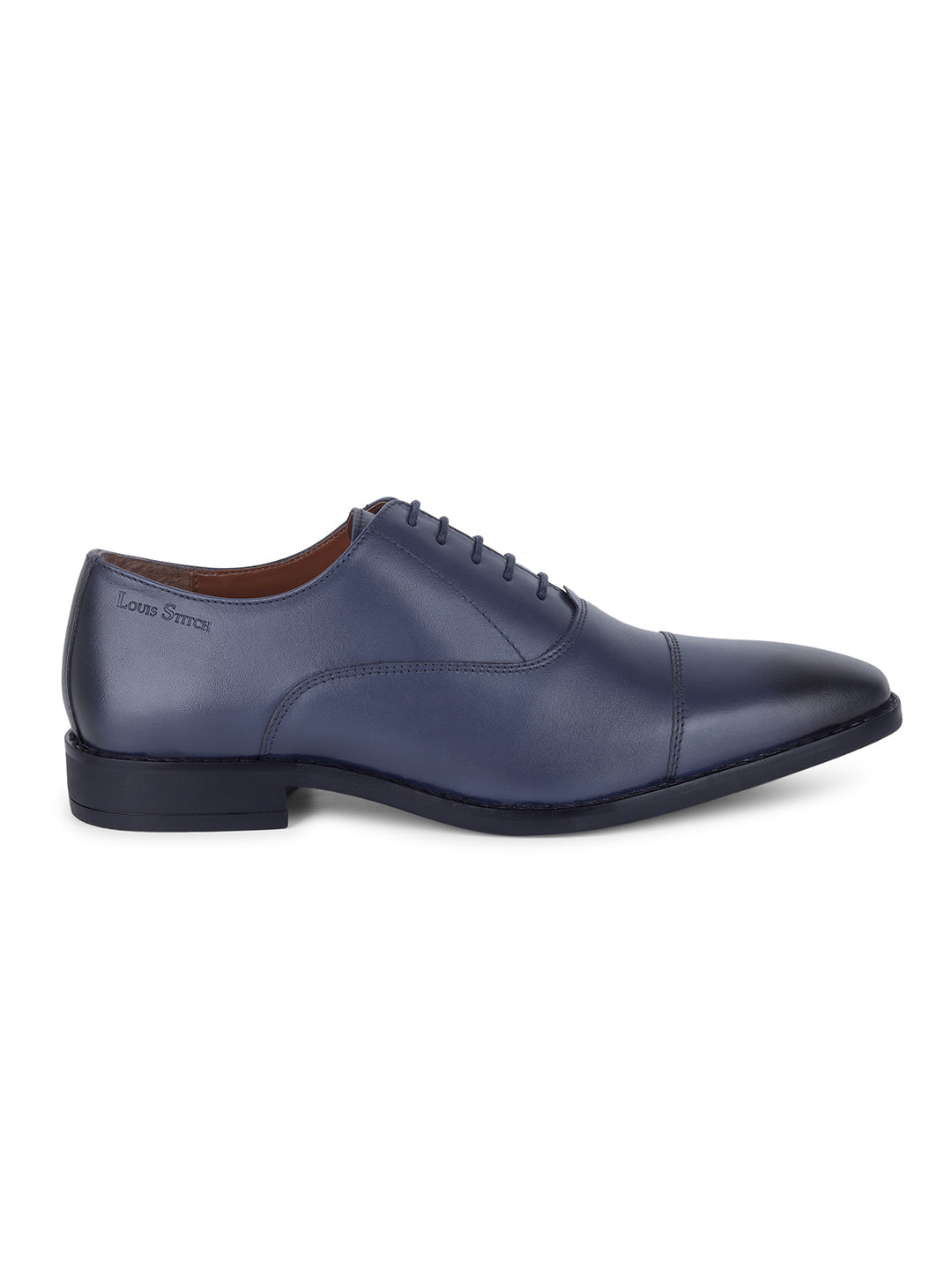 Italian Leather Derby Prussian Blue Shoes for Men