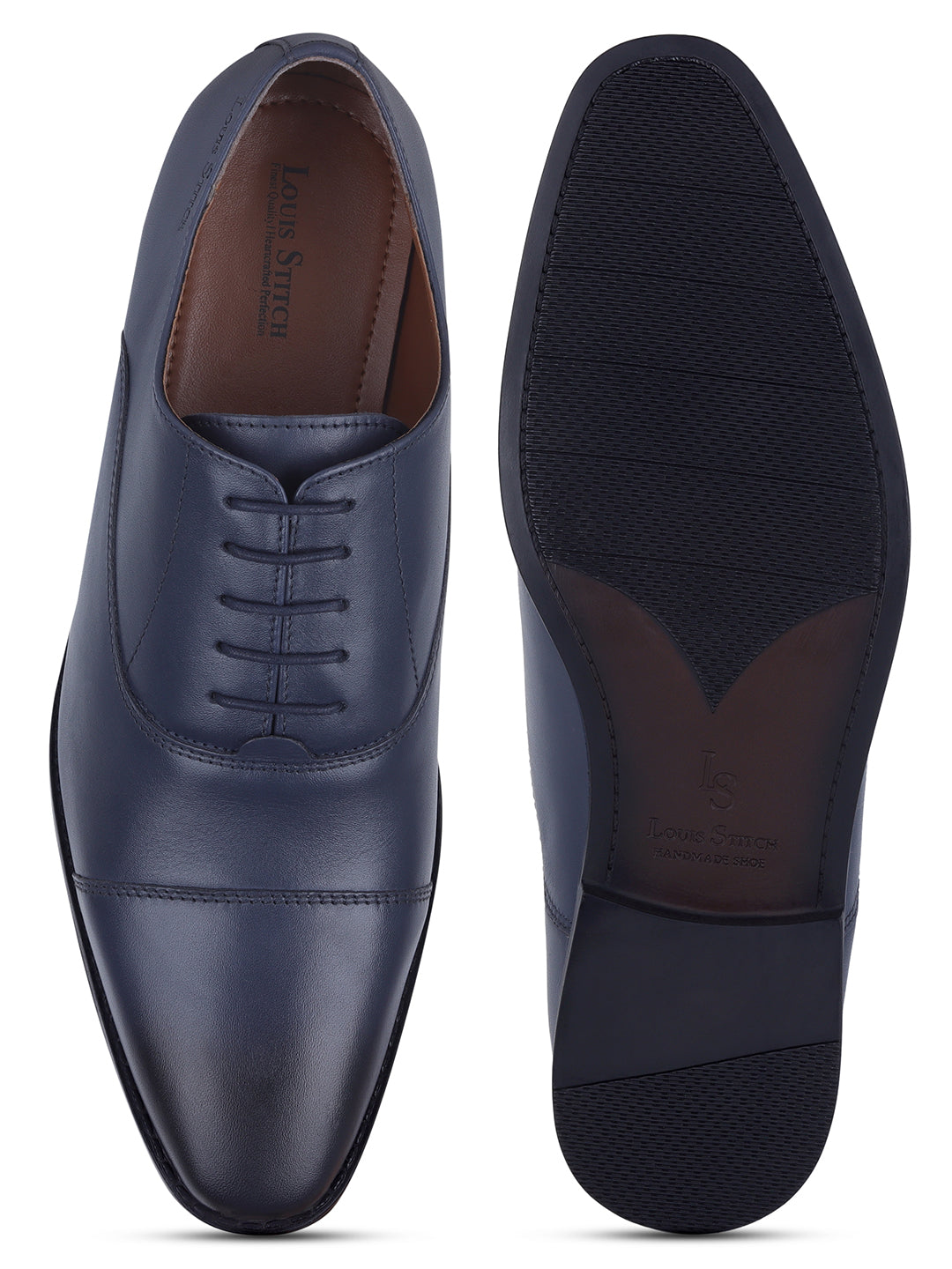 Italian Leather Derby Prussian Blue Shoes for Men