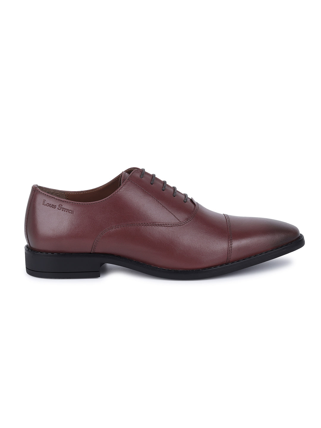 Italian Crust Leather Derby Rosewood Shoes for Men