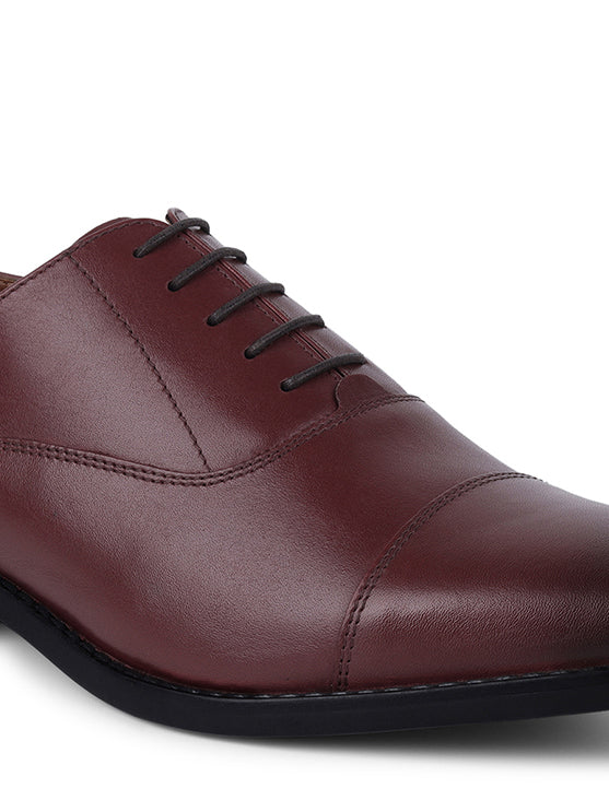 Italian Crust Leather Derby Rosewood Shoes for Men