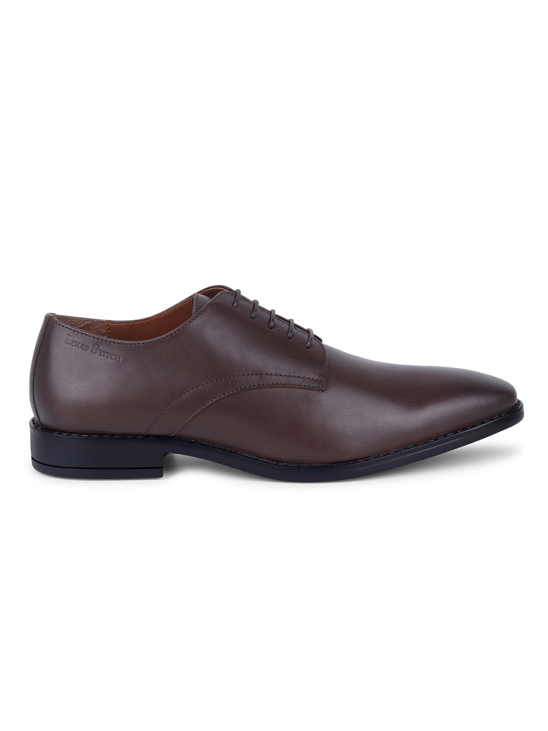 Italian Leather Derby Brunette Brown Shoes for Men