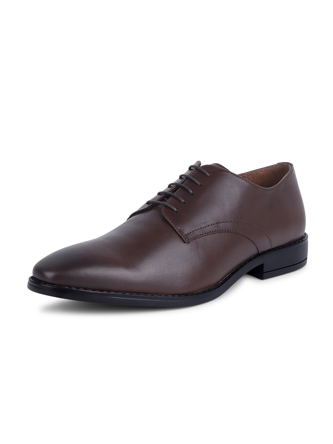 Italian Leather Derby Brunette Brown Shoes for Men