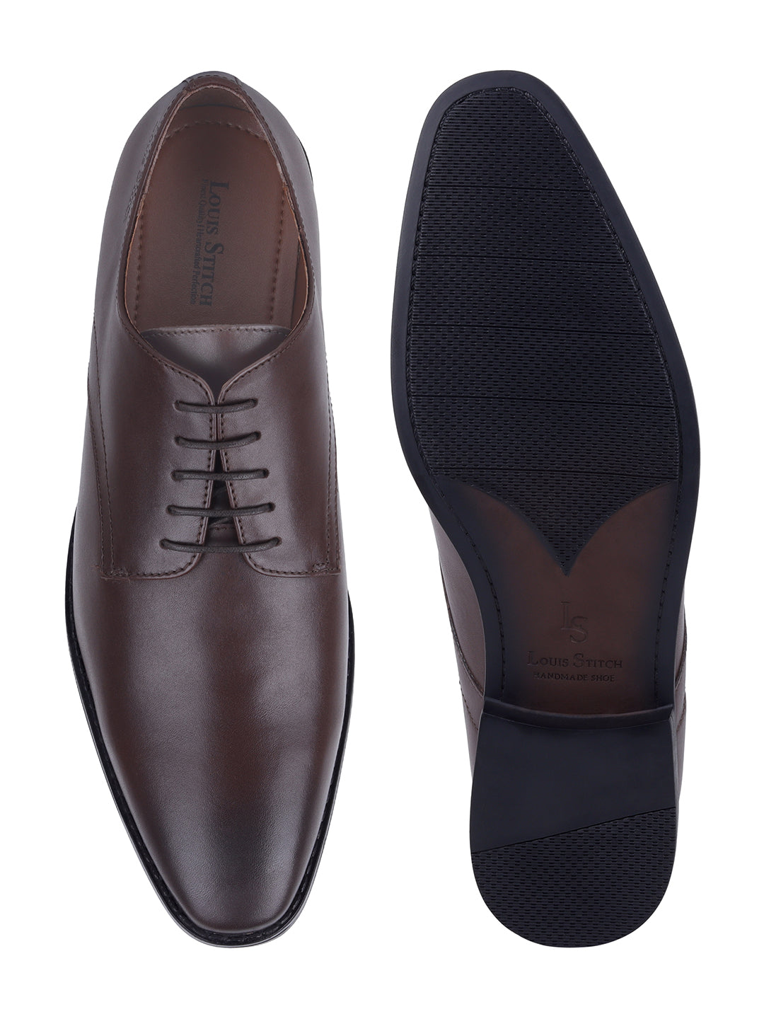 Italian Leather Derby Brunette Brown Shoes for Men