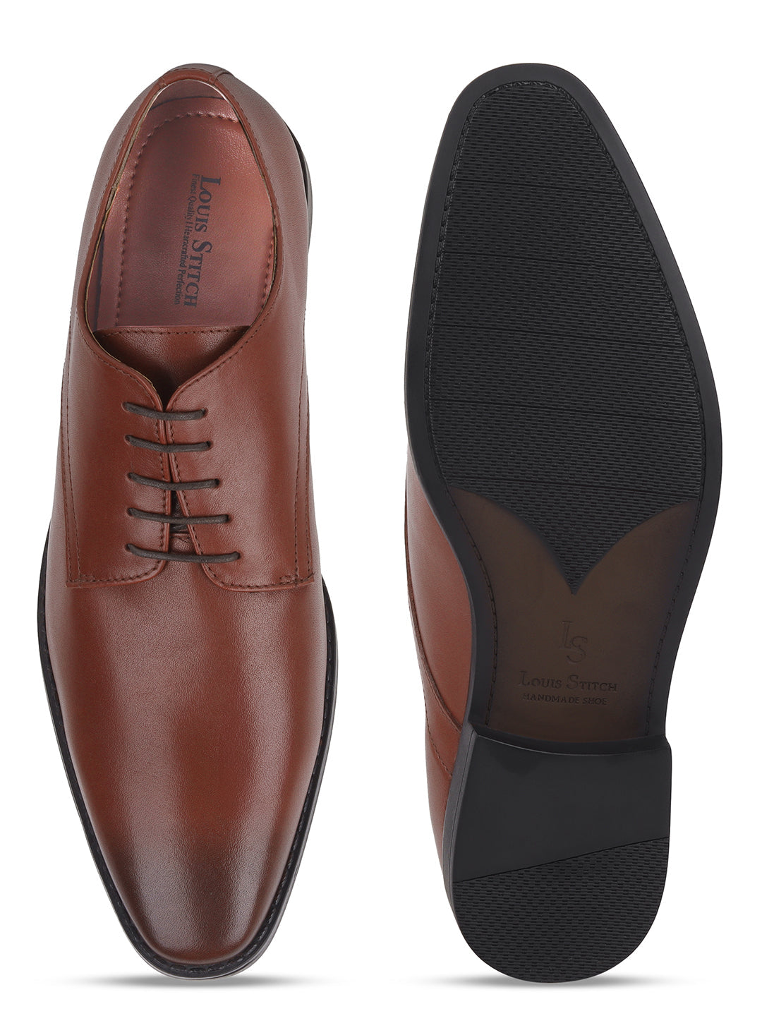 Italian Leather Derby Russet Tan Shoes for Men