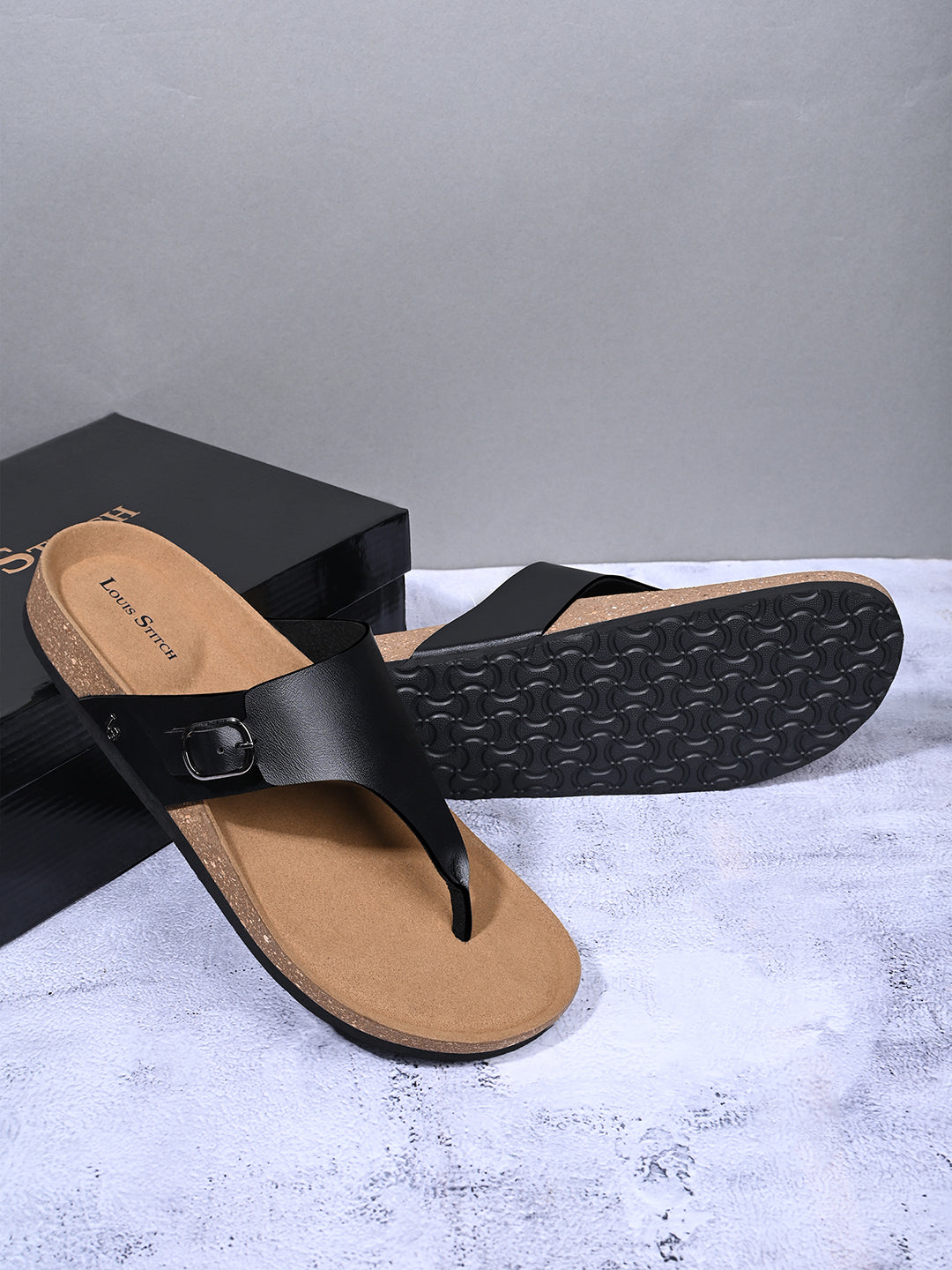 Men's Jet Black Premium Comfy Flip-Flops for Men