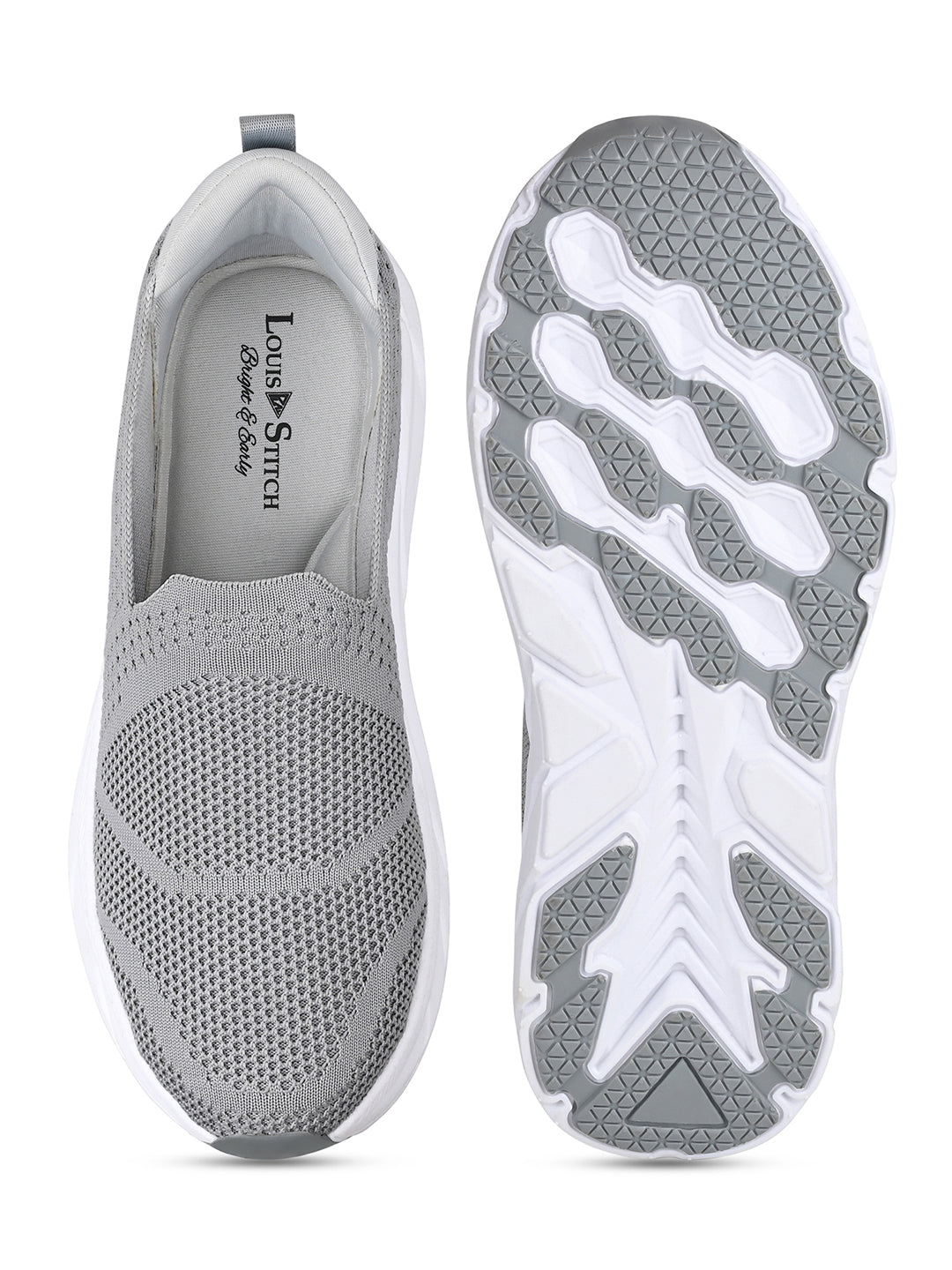 Grey Flyknit Slip-On Sneakers For Men