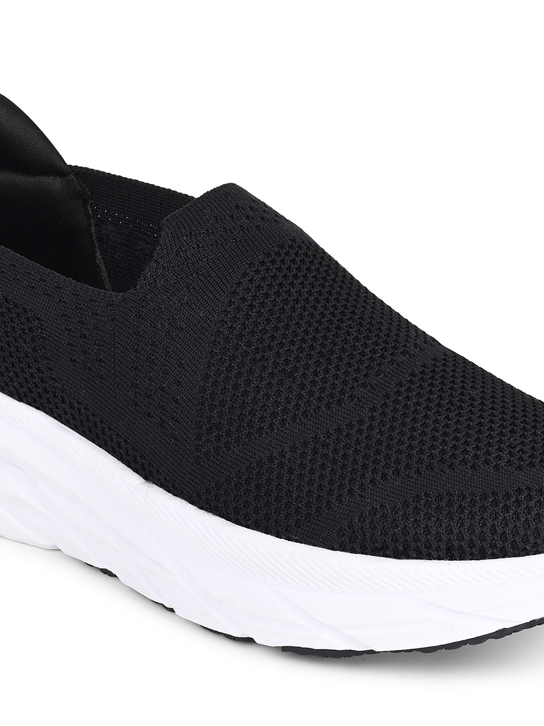 Black Flyknit Slip-On Sneakers For Men